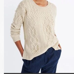 Madewell Women's 100% Merino wool Cream Cable Knit Sweater